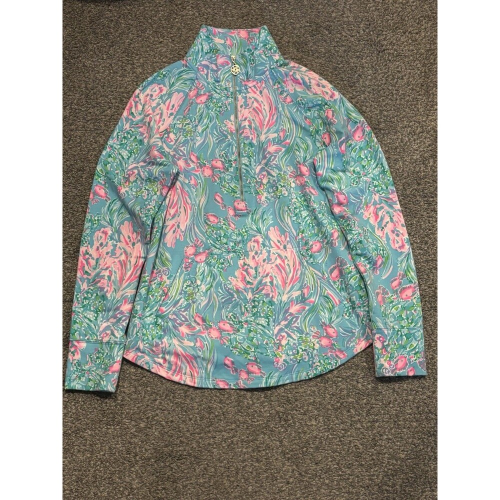 Lilly Pulitzer Skipper Popover Pullover XS‎ Ocean Fish Underwater Design UPF 50+